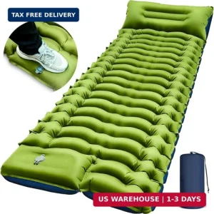 Camping Sleeping Pad, Ultralight Camping Mat with Pillow, Built-in Foot