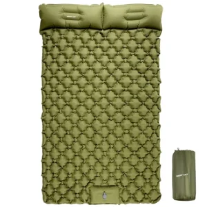 2 Man Camping Sleeping Pad Ultralight Camping Mat with Pillow Built-in Foot Pump