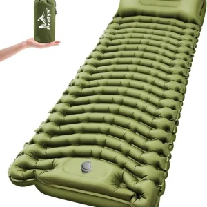 Ultralight Camping Sleeping Pad with Pillow & Built-in Foot Pump